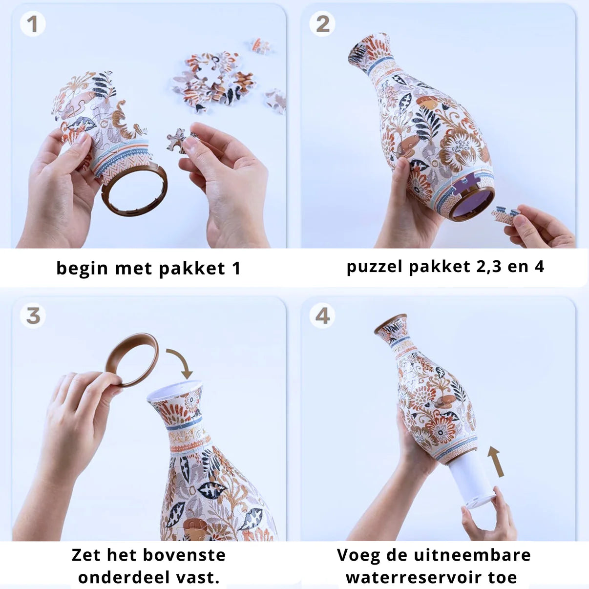 Puzzelvaas - blauw porselein