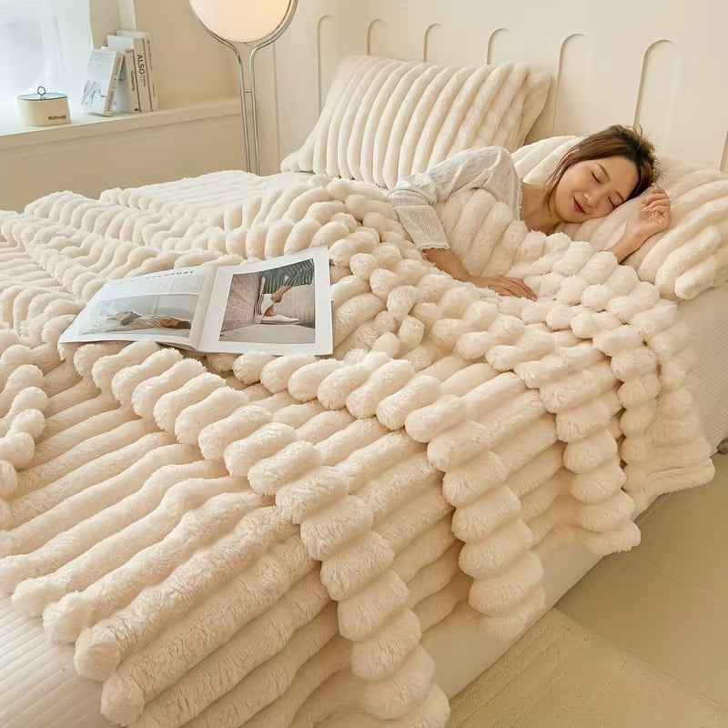 Luxe deken van imitatiekonijnenbont