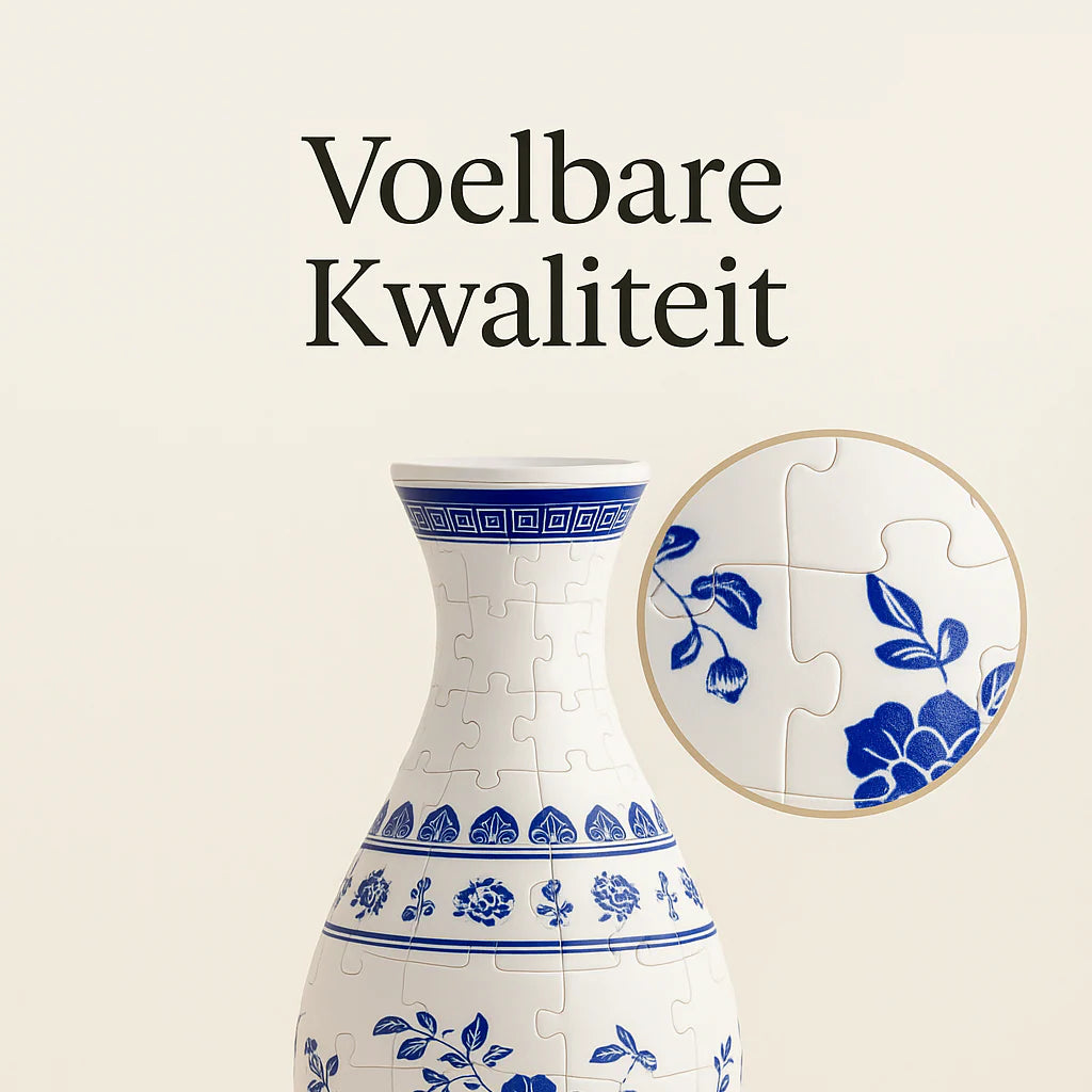 Puzzelvaas - blauw porselein